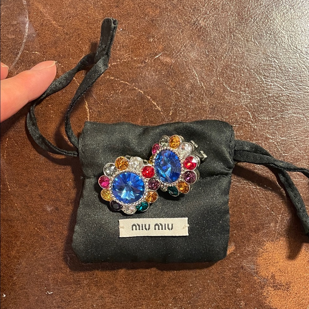 Miu Miu Blue and Multicolor Crystal Earrings